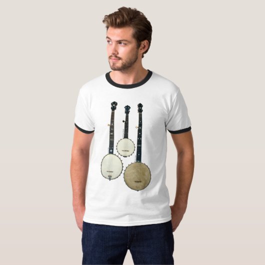 3 Banjos Mannen Ringer T-Shirt (Voorkant volledig)