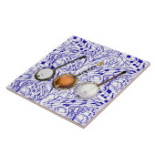 3 BANJOS OP BLAUWE MUZIEKNOTEN TEGELTJE (Zijkant)