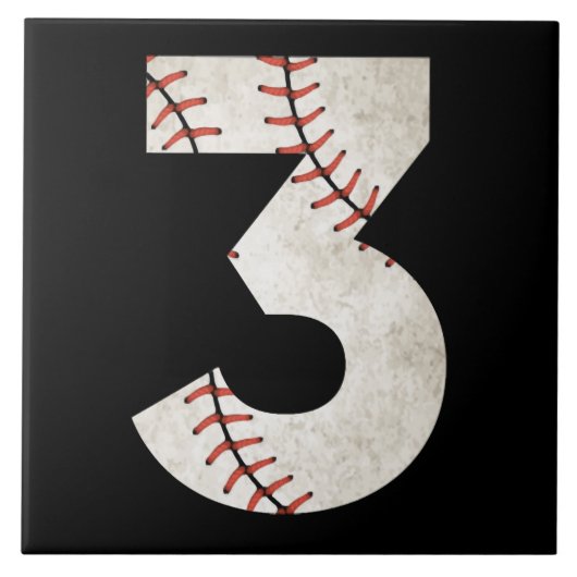 3 Baseball Birthday Tegeltje (Voorkant)