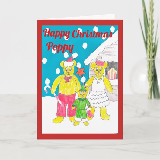 3 bears Christmas card Poppy Feestdagen Kaart (Voorkant)