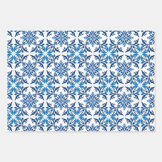  😍 3 Beauful Blue Azulejos Wrapping  Inpakpapier Vel (Voorkant 3)