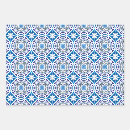  😍 3 Beauful Blue Azulejos Wrapping  Inpakpapier Vel (Voorkant 2)