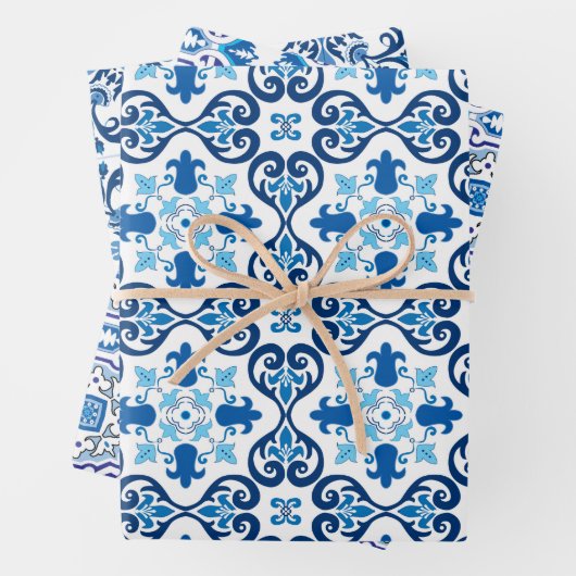  😍 3 Beauful Blue Azulejos Wrapping  Inpakpapier Vel (In situ)