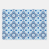 😍 3 Beauful Blue Azulejos Wrapping  Inpakpapier Vel (Voorkant)