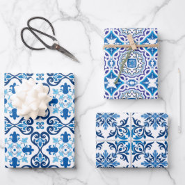 😍 3 Beauful Blue Azulejos Wrapping  Inpakpapier Vel