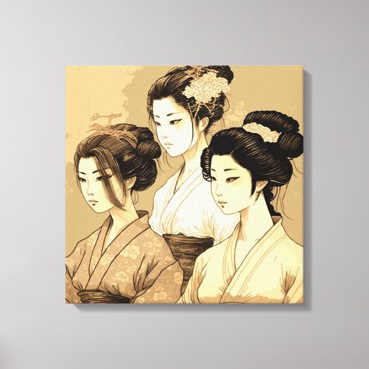 3  beautiful japanese girls canvas afdruk (Voorkant)