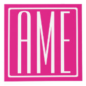 3 Beginletter Monogram | Wit Op Heet Roze Kubus (Rechts)