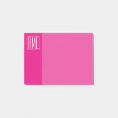 3 Beginletter Monogram | Wit Op Heet Roze Post-it® Notes (Voorkant)