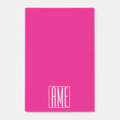 3 Beginletter Monogram | Wit Op Heet Roze Post-it® Notes (Voorkant)