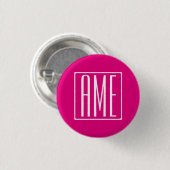 3 Beginletter Monogram | Wit Op Heet Roze Ronde Button 3,2 Cm (Voorkant /achterkant)