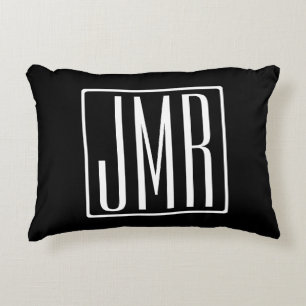 3 Beginletter Monogram Zwart & Wit (of doe-het-z Accent Kussen