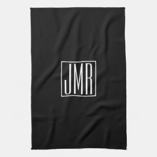 3 Beginletter Monogram Zwart & Wit (of doe-het-z Theedoek