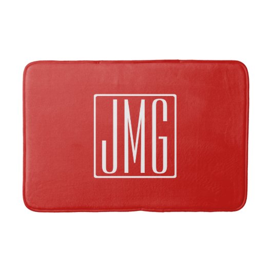 3 Beginletters Monogram | Rood & Wit (of doe-het-z Badmat (Voorkant)