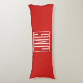 3 Beginletters Monogram | Rood & Wit (of doe-het-z Lichaamskussen (Voorkant Verticaal)