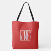 3 Beginletters Monogram | Rood & Wit (of doe-het-z Tote Bag (Achterkant)