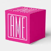 3 Beginletters Monogram | Wit Op Heet Roze Bedankdoosjes (Achterkant)