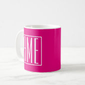 3 Beginletters Monogram | Wit Op Heet Roze Koffiemok (Voorkant links)