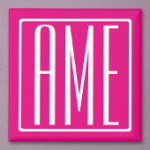 3 Beginletters Monogram | Wit Op Heet Roze Magneet