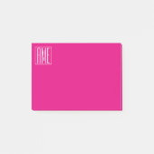 3 Beginletters Monogram | Wit Op Heet Roze Post-it® Notes (Voorkant)