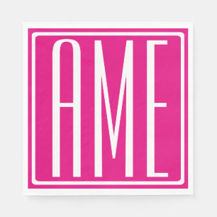3 Beginletters Monogram Wit Op Heet Roze Servet