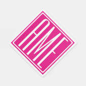 3 Beginletters Monogram | Wit Op Heet Roze Servet (Hoek)