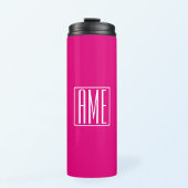 3 Beginletters Monogram | Wit Op Heet Roze Thermosbeker