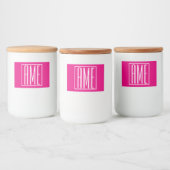 3 Beginletters Monogram | Wit Op Heet Roze Voedselcontainer Etiket (Flessen)