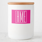 3 Beginletters Monogram | Wit Op Heet Roze Voedselcontainer Etiket (Voorkant)