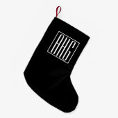 3 Beginletters Monogram | Zwart & Wit Kleine Kerstsok (Voorkant (Hangend))