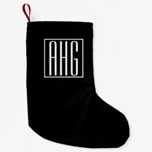 3 Beginletters Monogram Zwart & Wit Kleine Kerstsok
