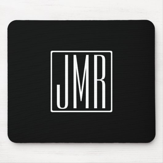 3 Beginletters Monogram | Zwart & Wit (of doe-het- Muismat (Voorkant)