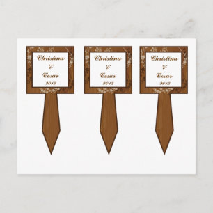 3 Beker Cake Pick Houten Plank Bloemen Bruiloft Bl Briefkaart