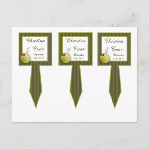 3 Beker Cake Picks Martini Olijven Groene Strepen  Briefkaart