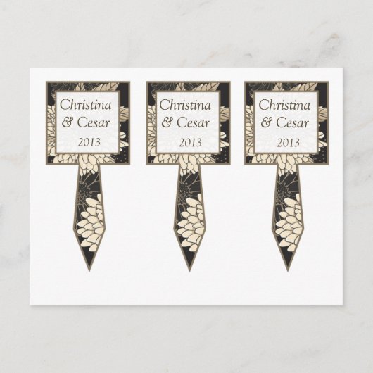 3 Beker Cake Picks Zwart Crème Daisies/Anjer Lea Briefkaart (Voorkant)