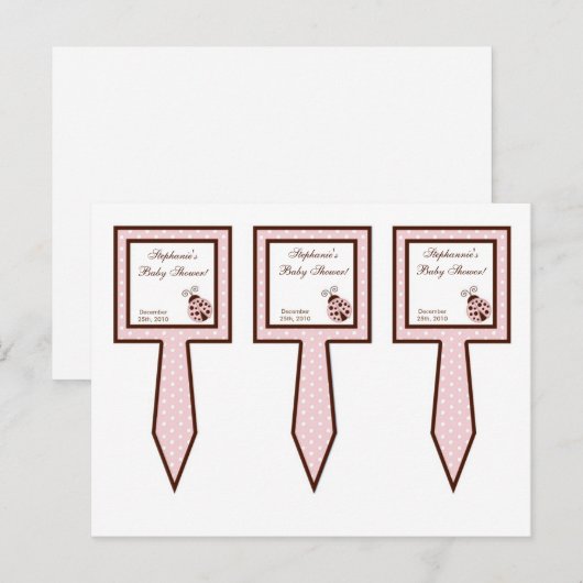 3 beker rokken roze ladybug uitnodiging briefkaart (Voorkant / Achterkant)