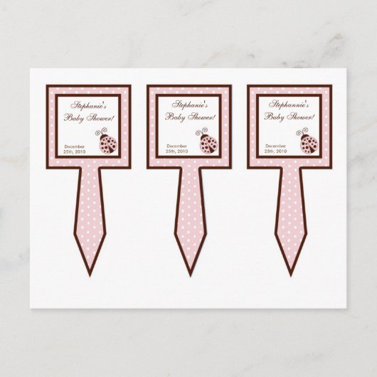 3 beker rokken roze ladybug uitnodiging briefkaart (Voorkant)