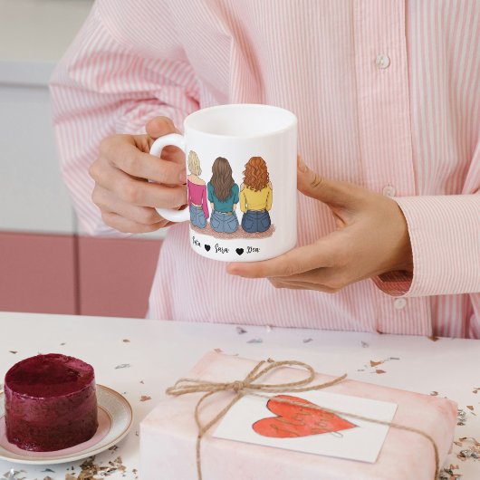 3 Best Friends Personalized Mug Gift for Her Mok