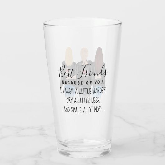 3 Beste Vrienden Blonde Brunette Haar BFF Vriendsc Glas (Achterkant)