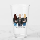 3 Beste Vrienden Blonde Brunette Haar BFF Vriendsc Glas (Voorkant)