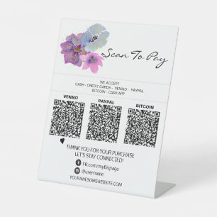 *~* 3 BETALINGEN Tafeltent QR Tafelblad Blauw Bloe Reclamebord Met Voetstuk