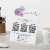 *~* 3 BETALINGEN Tafeltent QR Tafelblad Blauw Bloe Reclamebord Met Voetstuk (Insitu)