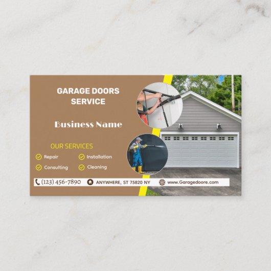 3 bewerkbare deur en de dienst van de fotogarage visitekaartje (Voorkant)