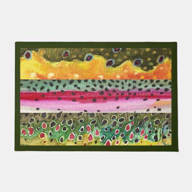 3 Big Beauful Trout Fly Fishing Welkom Deurmat (Voorkant)