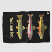 3 Big Trout Fly Fishing Ichthyology Angler's Cool Golfhanddoek (Horizontaal)