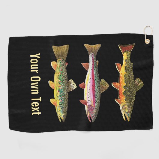3 Big Trout Fly Fishing Ichthyology Angler's Cool Golfhanddoek (Horizontaal)