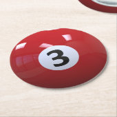 3 Billiard Pool Ball Ronde Kartonnen Onderzetter (Gebogen)