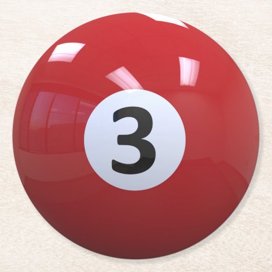 3 Billiard Pool Ball Ronde Kartonnen Onderzetter (Voorkant)