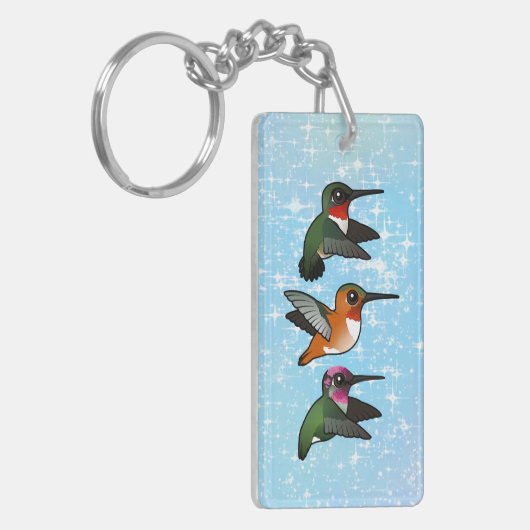 3 Birdorable kolibries in de vlucht Sleutelhanger (Voorkant Links)