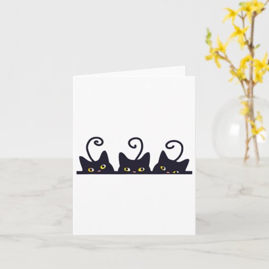 3 Black Cats Funny Cat Lovers Design Vrouwen Manne Kaart (Gele Bloem)