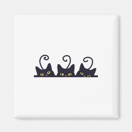 3 Black Cats Funny Cat Lovers Design Vrouwen Manne Magneet (Voorkant)